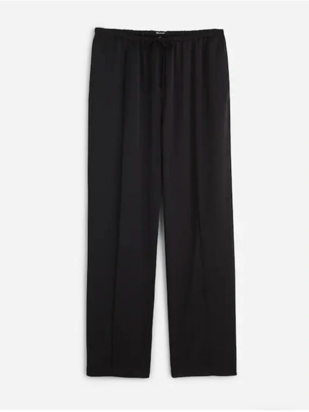 Madewell Black Satin Wide-Leg Pull-On Pants Pintuck - Picture 4 of 4